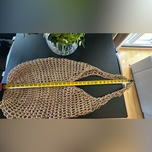 Zara Natural Jute Shoulder Bag with Green Accents